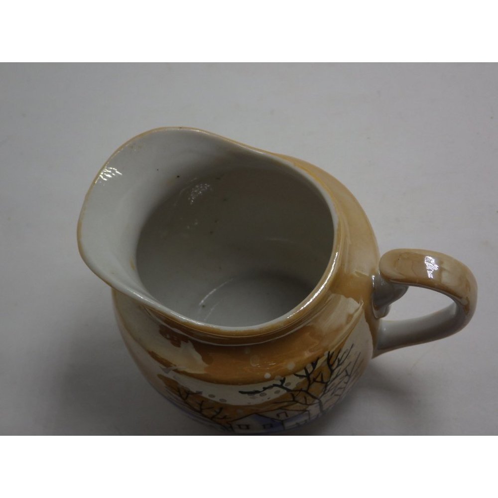 Creamer Gold Lusterware Ceramic Vintage Japan Winter Scene - Picture 10 of 10